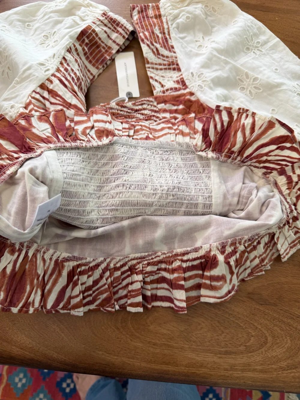 NWT Anthropologie Love the Label Zebra Print Top w/ Eyelet Sleeves Size Medium